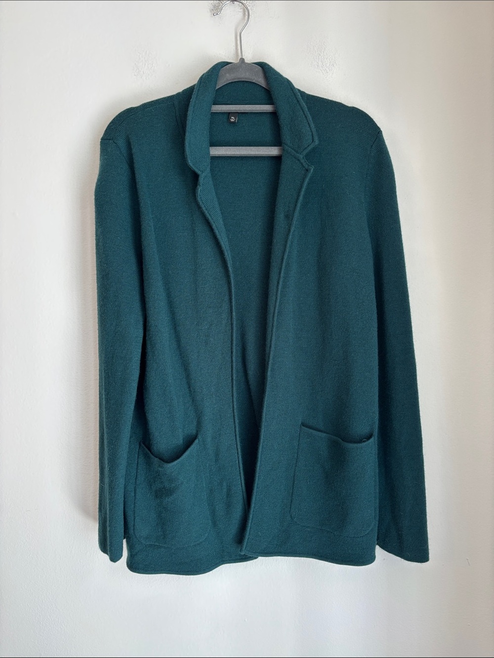 Talbots knit Open-Front Teal Jacket w/ Pockets emerald green women’s Med Petite